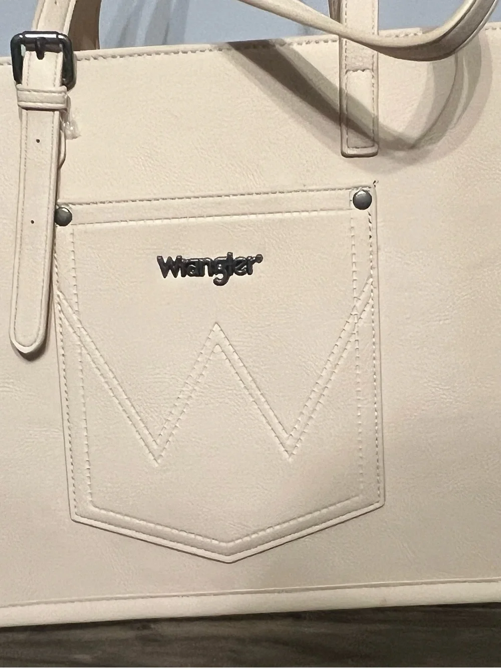 Wrangler Cream and Brown Southwestern Pattern Tote with Turquoise Accents